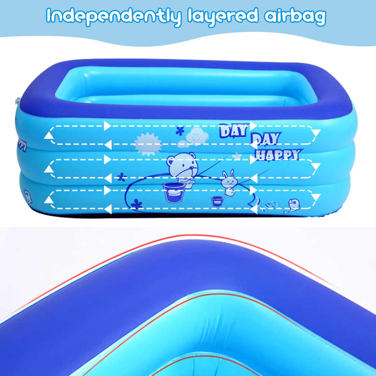 Inflatable Family Pool with Bubble Bottom Create a Splashing Good Time