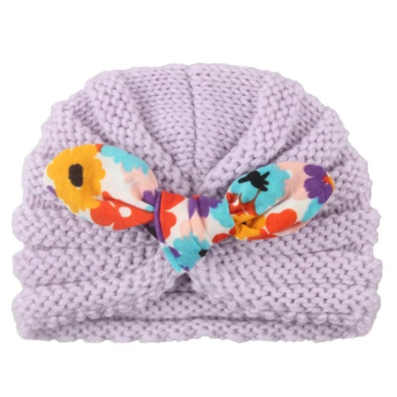 New Handmade Cotton Girl Hat Autumn Winter Baby Boy Girl Hat Colorful Bow Elastic Cute Baby Turban In Elegant Design
