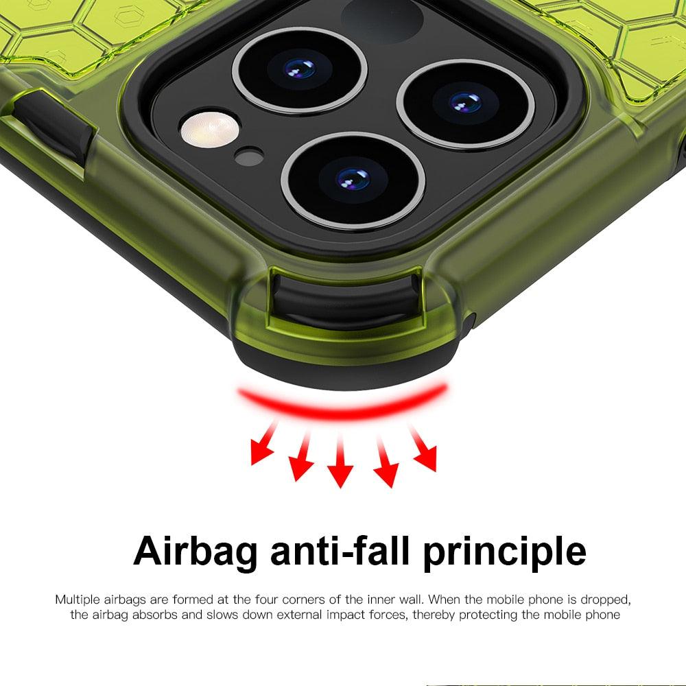 Ultra-Protective Phone Case Shockproof Case for iPhone 12 Mini 12 Pro 11 Pro Max 6s Plus Honeycomb Phone Cover for iPhone SE 7 8 XR XS Max Shock Absorption Protection Shockproof Soft Material Protective Case Suitable for iPhone