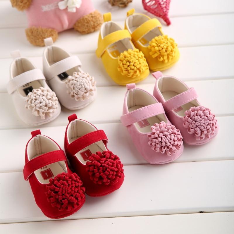 Candy Colors Newborn Baby Prewalker Princess Girl Crib Big Flower Soft Bottom Anti-slip Shoes Footwear Shoes