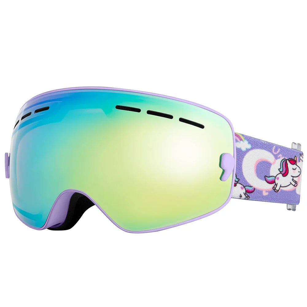 Snowboard Goggles for Kids Ages 4-15 Cartoon Straps