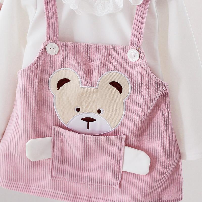 Modern Elegant Vintage Retro Modern Baby Infant Girls Cartoon Bear Dress Shirt With Bear