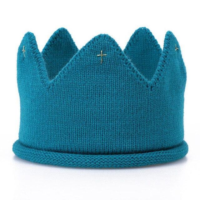 Modern Luxury New Trend Baby Hat Girls and Boys Crown Knitted Cap Toddler Empty Top Hats Newborn Design Woolen Yarn Bonnet For Kids