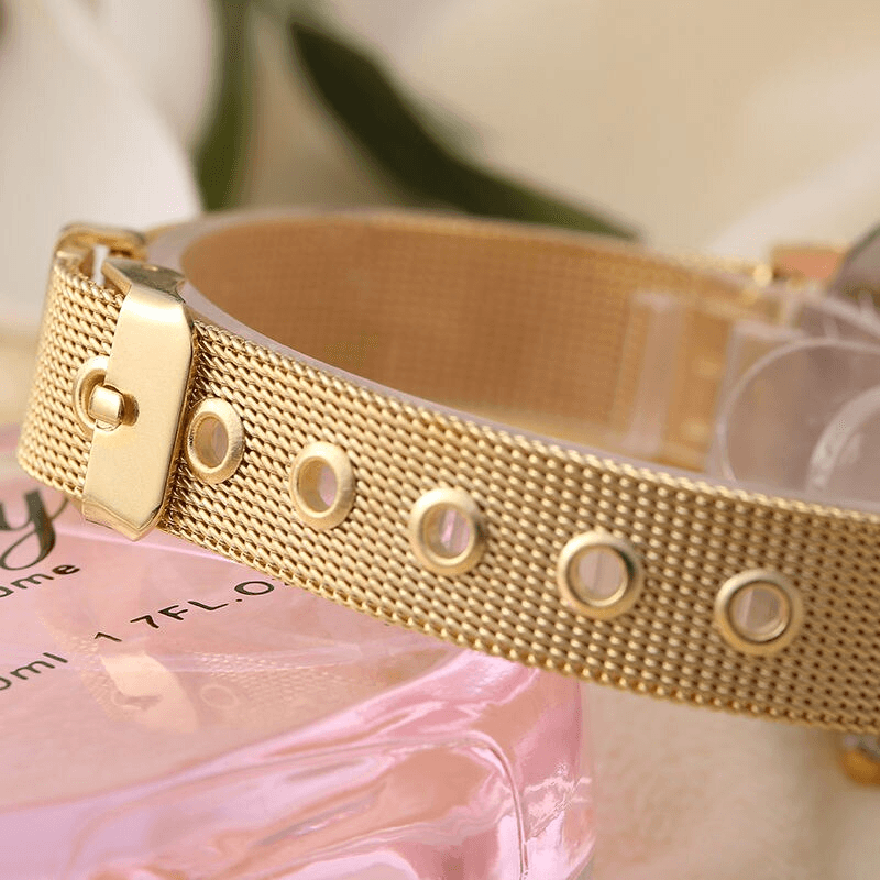 STEVVEX Gold Watch Brand Quartz Women Rose Gold Stainless Steel Mesh Belt Ladies Wristwatch Female Clock Owl (Gold) For Women and Girls