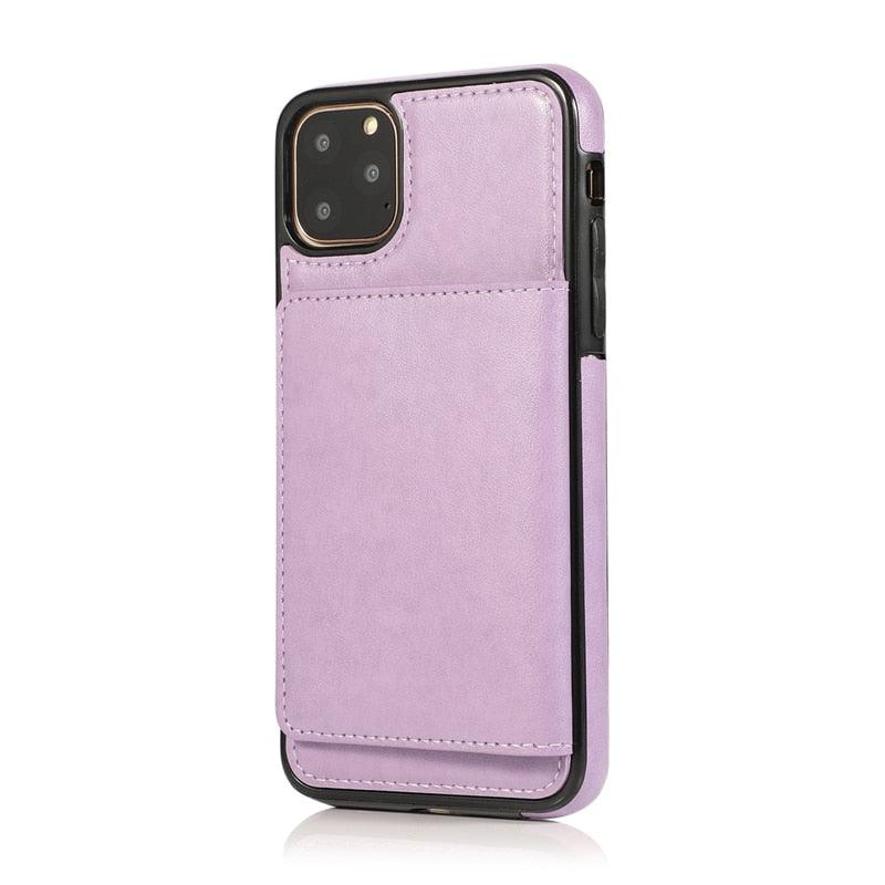 Leather Wallet Case For iPhone 11 Pro Max XS Max XR X 8 7 6S 6Plus 5 5S With Stand Card Pocket Case Cover Shockproof Texture PU Leather Wallet Cover