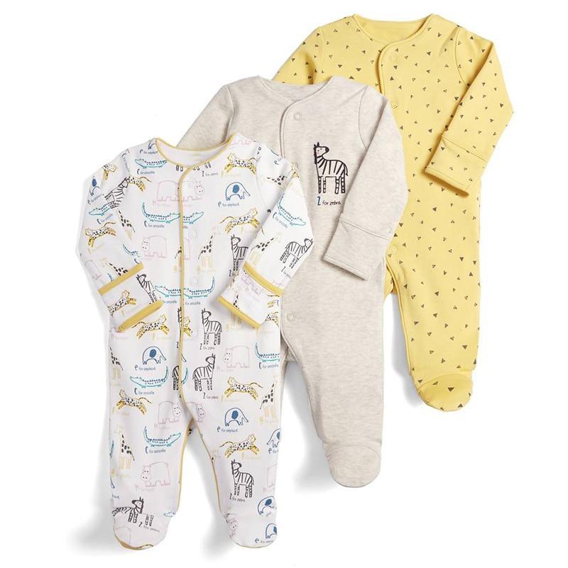3Pcs Baby unisex Rompers Long Sleeve Sleep suit Cartoon Jumpsuit Baby Pajamas Stes For Kids Between 0-12Months