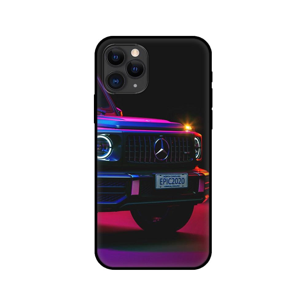 Black Case For Iphone 5 5s SE 2020 6 6s 7 8plus x 10 XR XS 11 12 13 Mini Pro MAX Silicon Cover Car Design Matte Black Silicone Back Cover For iPhone