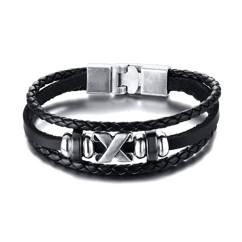 Lucky Vintage Men's Leather Bracelet Playing Cards Charm Multilayer Braided Men and Women Gift