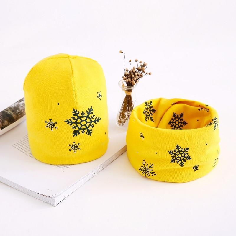 Star Print Cotton Hat And Scarf Baby Beanie Kids Caps Children's Accessories For Boys and Girls