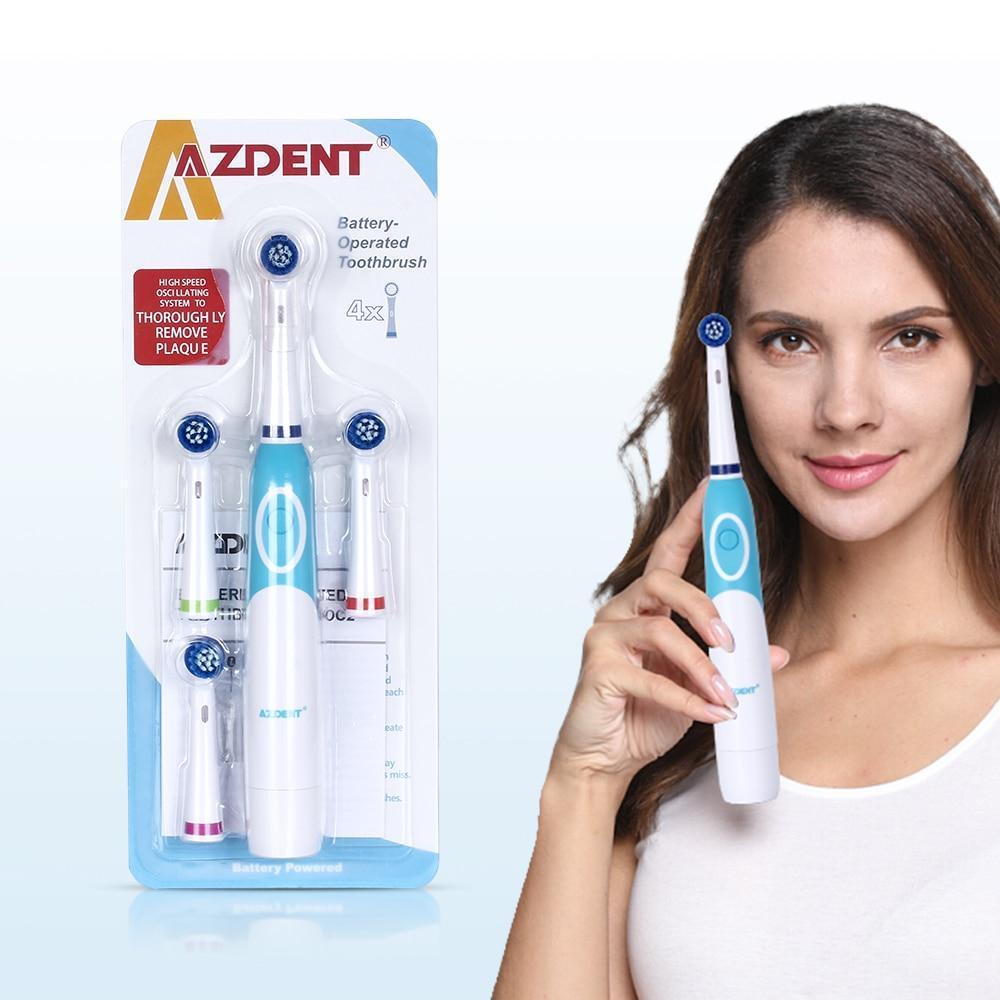 Modern Rotation Proffesional Electric Toothbrush with 4 & 8 Replacement Heads Deep Clean Battery Operated Tooth Brush Teeth Whitening Teethbrush For Adults