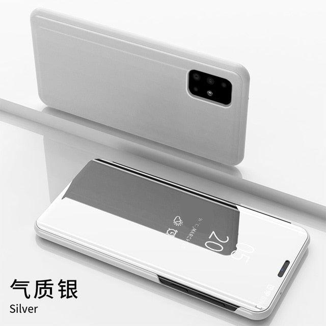 Smart Flip Phone Case For iPhone X XR XS 5 5S SE 7 8 6 6S Plus 11 12 13 Mini Pro Max 2020 Mirror Window Standing Holder Cover Mirror Screen Smart Plating Case 360 Full Body Ultra Thin Intelligent Protective Case