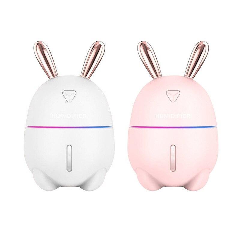 300ML Mini Air Humidifier Cute Rabbit USB Aroma Essential Oil Diffuser Colorful Night Light Car Office Mist Maker