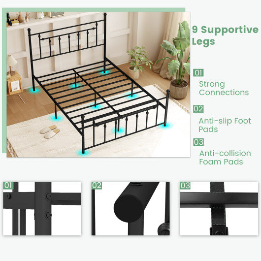 Full/Queen/Twin Size Heavy-duty Metal Bed Frame with Headboard-Queen Size