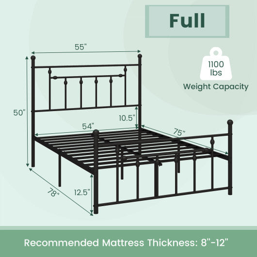 Full/Queen/Twin Size Heavy-duty Metal Bed Frame with Headboard-Full Size