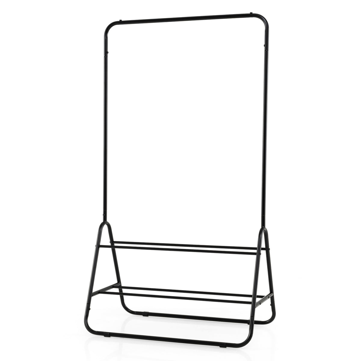 Heavy Duty Clothes Rack with Hanging Rod and Storage Shelves-Black