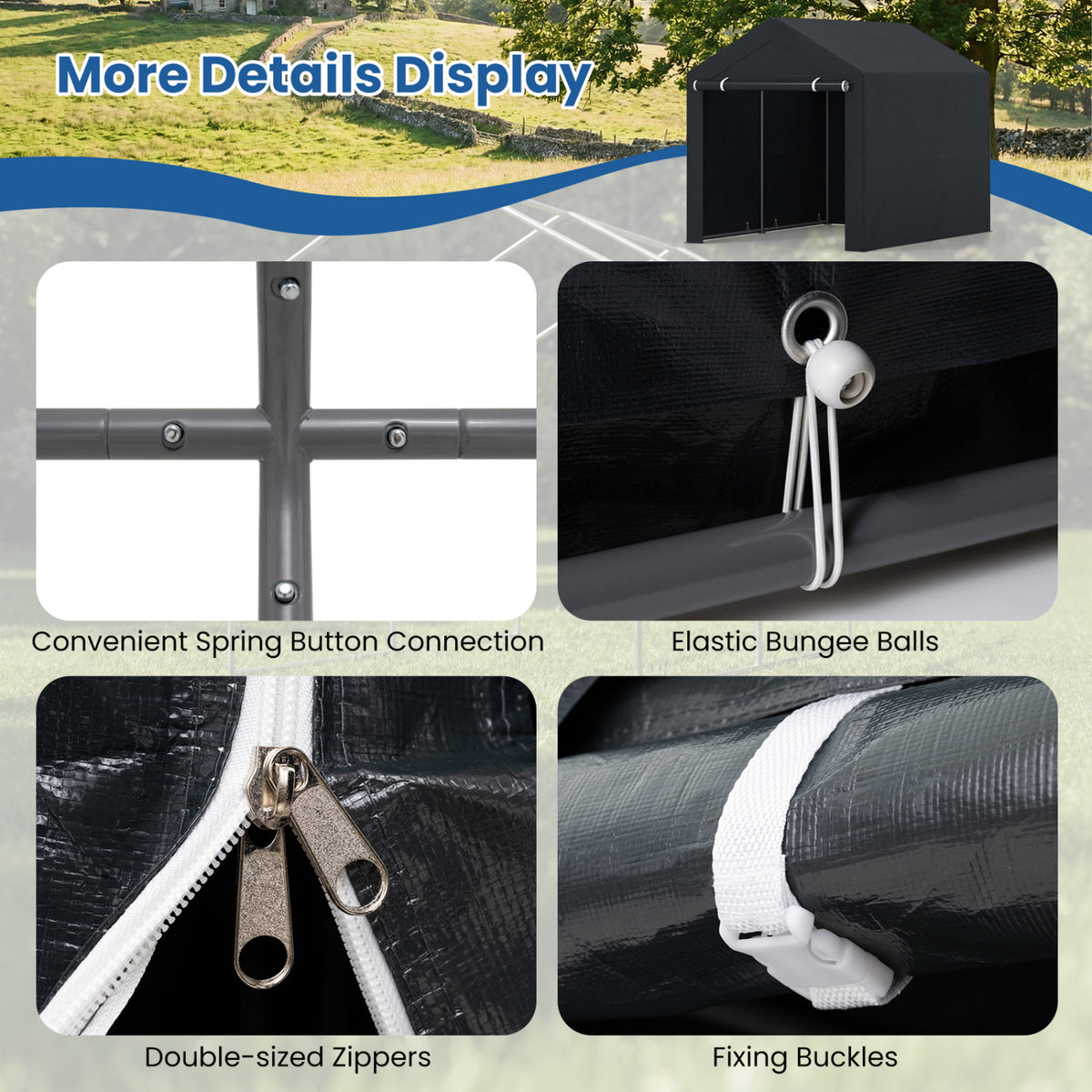 Heavy-Duty Portable Storage Shed with Roll-up Zipper Door-L