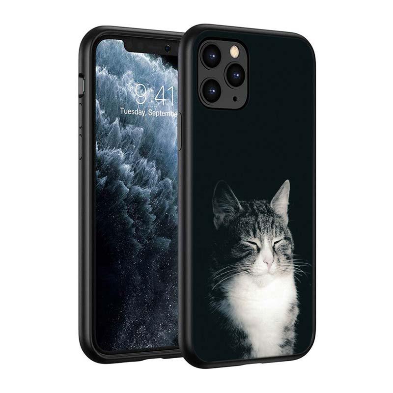 Black Big Eye Cat Cover Phone Case For iPhone 14 13 12 11 Pro Max Mini XS Max X XR Silicone Black Anti-Fingerprint Anti-Fall Clear Soft Anti-Yellow Cover Silicone Case