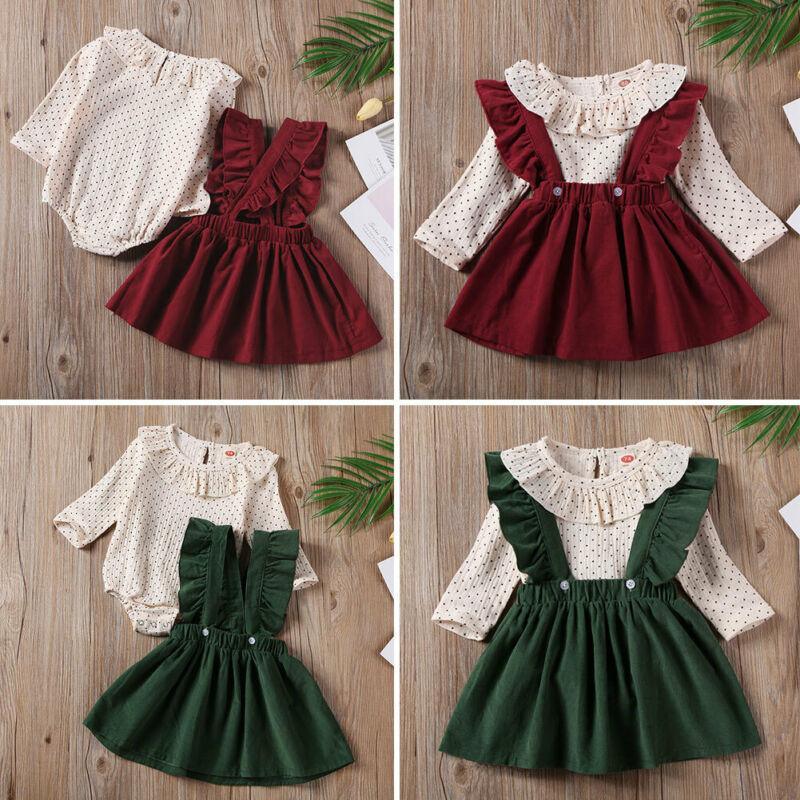 Toddler Baby Girl Dotted Romper Tops Strap Dress Cotton Clothes Skirt Cover Up
