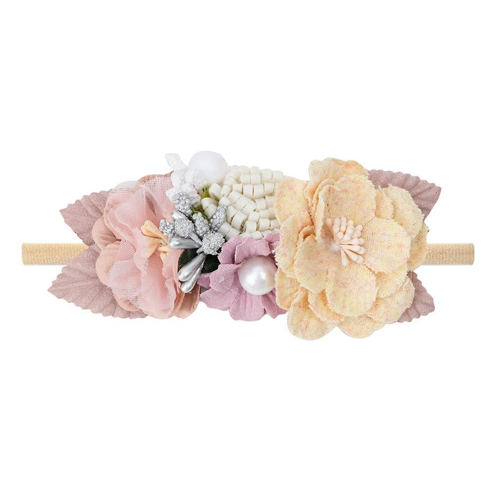 Handmade Luxury Pearl Baby Headbands Bundle Nylon Elastic Newborn Hair Accessories for Girls Kids