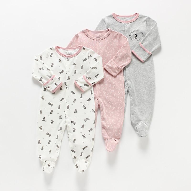 3Pcs Baby unisex Rompers Long Sleeve Sleep suit Cartoon Jumpsuit Baby Pajamas Stes For Kids Between 0-12Months