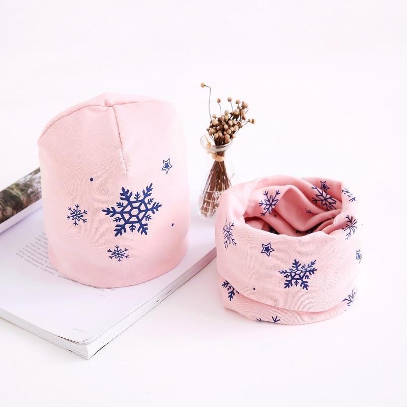 Star Print Cotton Hat And Scarf Baby Beanie Kids Caps Children's Accessories For Boys and Girls