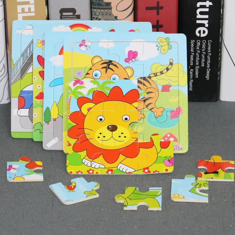 1 Pcs Animal Wooden Puzzles For Children In Wooden 3D Mosaic Puzzles Kids Educational Toys Design For Baby Birthday Gifts