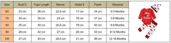 Casual New Baby Boy/Girl First Christmas printed Clothes Romper Trousers Hat Outfit Set