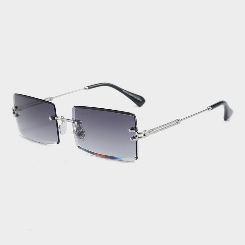 Fashion Rimless Women Trendy Small Rectangle Sunglasses With High Quality metal frame And UV400 Protection