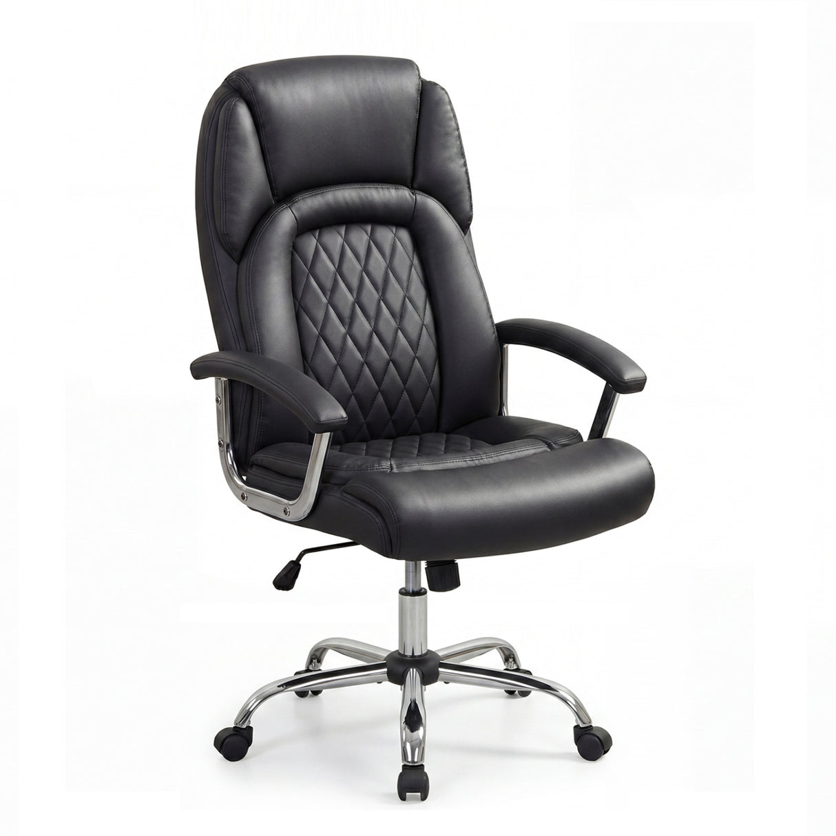 Height Adjustable Big and Tall Office Chair Computer Desk Chair with Metal Base-Black