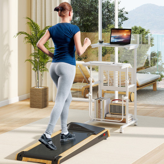 Height Adjustable Mobile Computer Stand-Up Desk with Two Modes-White