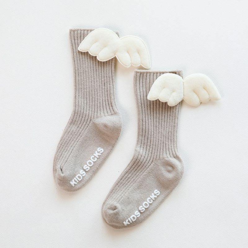 Luxury Modern Socks Baby Girls Knee High Socks With Angel wing Summer Autumn Cotton Socks Solid Candy Color Toddler For Kids