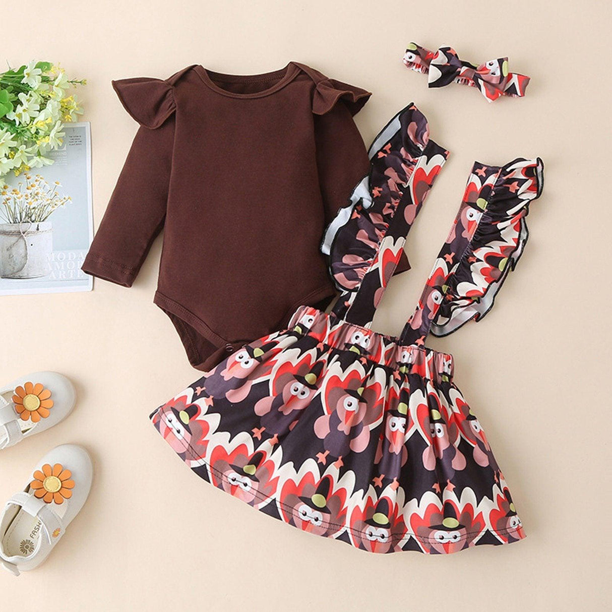 Newborn Baby Romper Suspender Dress Set Winter Girls Outfits Unique Design Perfect Gift