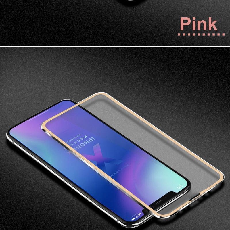 10D Curved Edge Aluminum Alloy Tempered Glass for iPhone X XS MAX 11 12 Pro Max mini 6 6S 7 8 Plus Full Cover Screen Protector Titanium Alloy Metal Edge Full Coverage Front Tempered Glass Screen Protector for iPhone