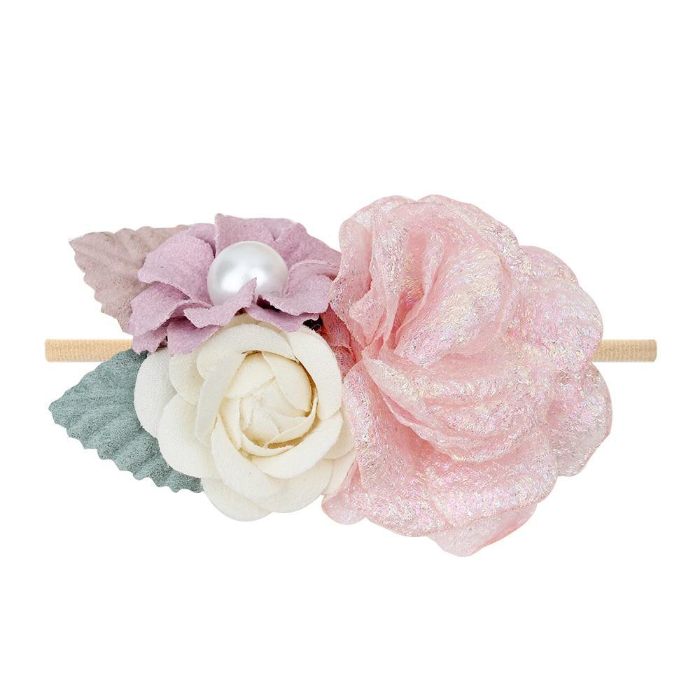 Handmade Luxury Pearl Baby Headbands Bundle Nylon Elastic Newborn Hair Accessories for Girls Kids