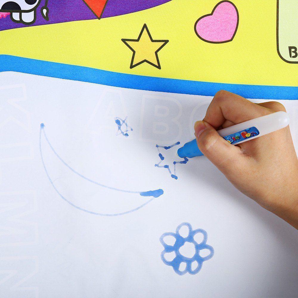 1-6 Years Children Kids Baby Drawing Educational Water Mat Drawing Painting Toddler Board/ Charpet With Magic Water Pen Gift 45.5 X 29cm (White)
