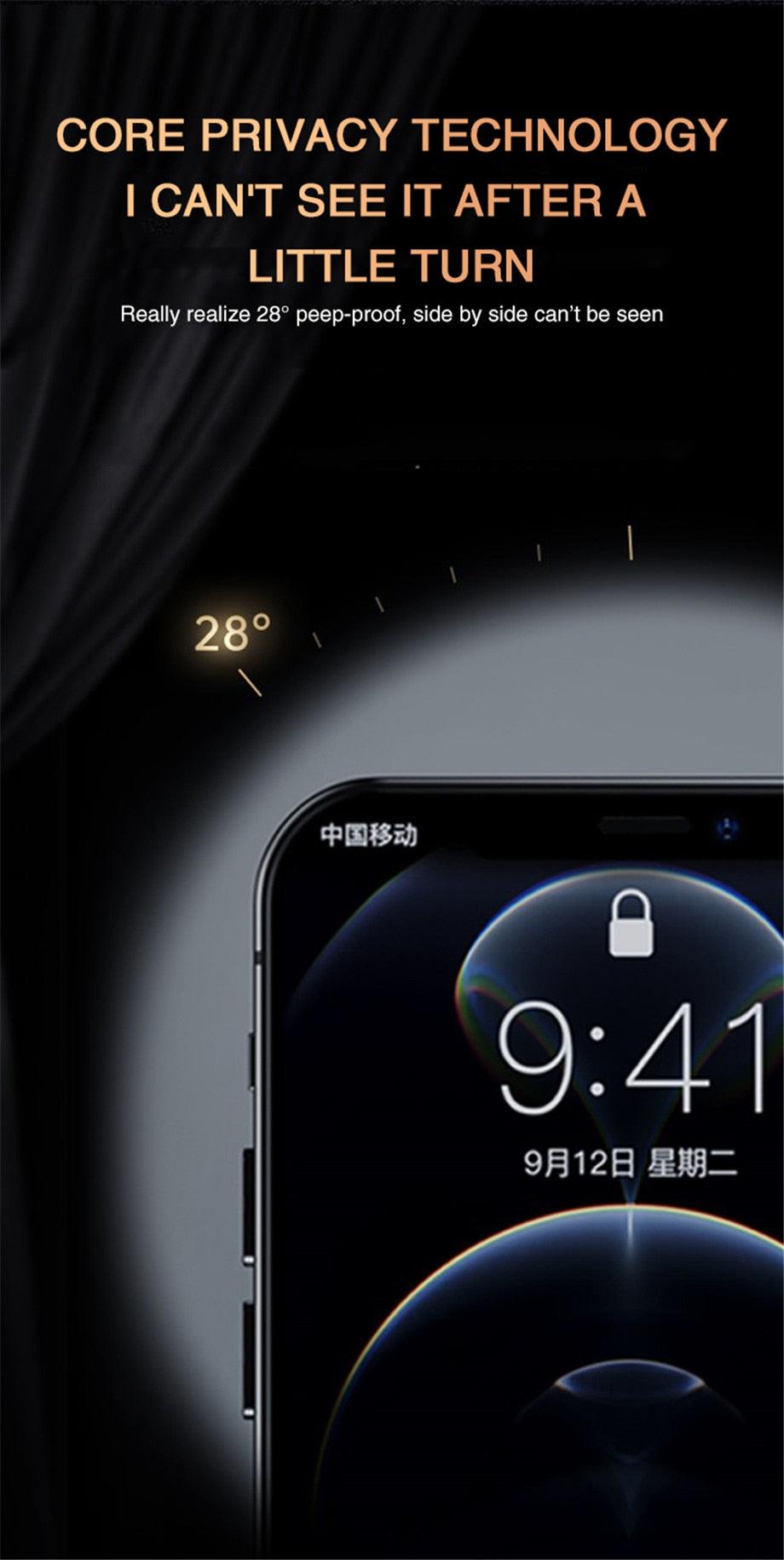 Full Cover Anti-Spy Screen Protector For iPhone 11 12 13 PRO MAX Privacy Glass For iPhone 14 Pro 8 Plus XS Max XR Tempered Glass Anti-Spy Privacy Screen Protector for iPhone