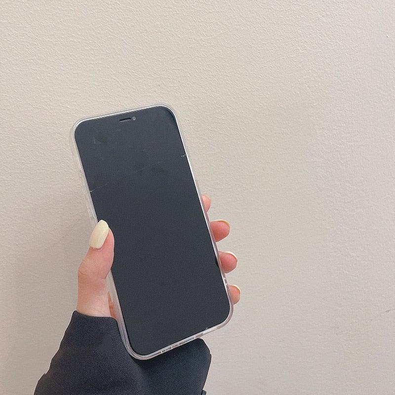 Transparent Card Holder Silicone Case For iPhone 14 13 11 12 Pro Max Mini X S XR 8 7 Plus Lens Protection Cover Clear Protective Case with Card Slot Slim Drop Resistant Soft Bumper Cute Pocket Cover