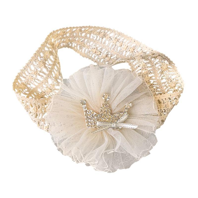 ILuxury Handmade Infant Child Hair Band Three-dimensional Alloy Rhinestone Crown Headdress Elastic Headband Turban For Baby Girls