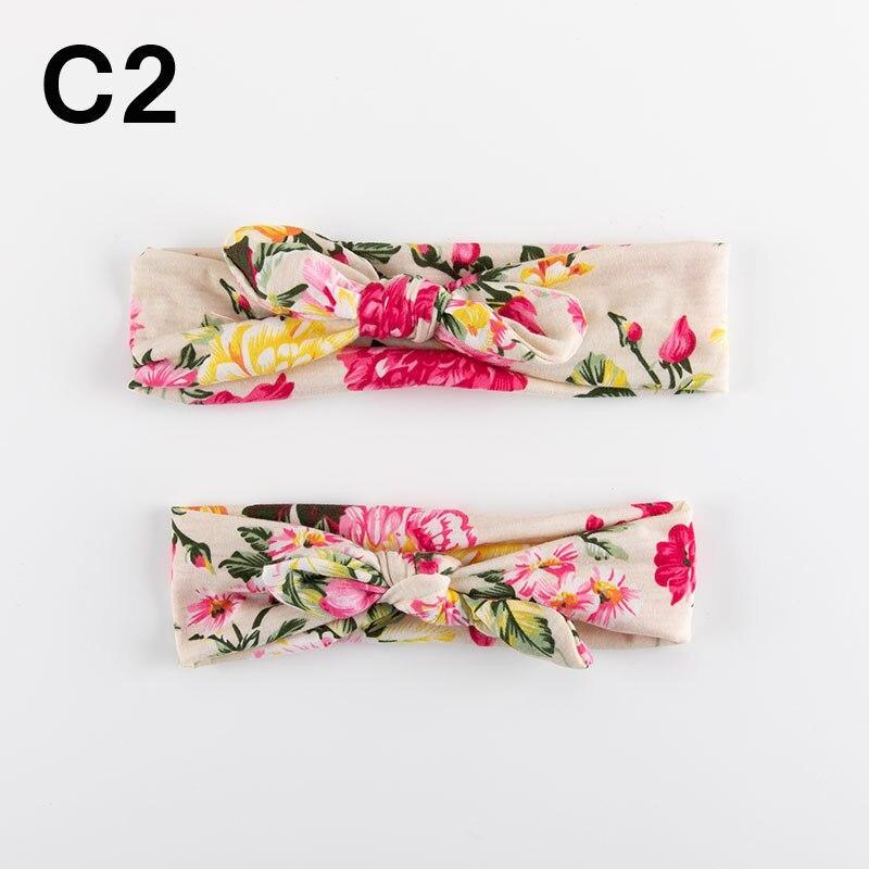 Modern Mother & Baby Headbands Kids Girl Bow With Rabbit ear Print Floral Hair Bands Parent-Child Hair Accessories
