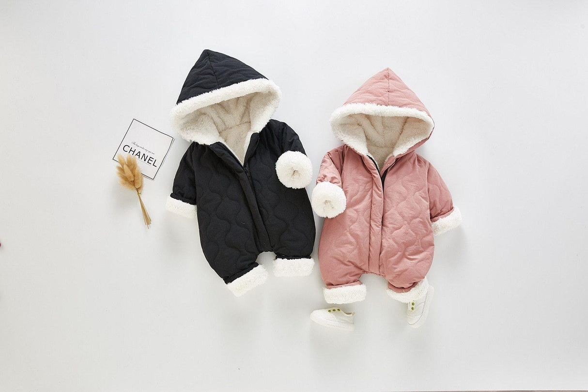 Modern Elegant Winter Children's baby Plush Thickened Cotton Jumpsuit Jacket For New Baby Boys and Girls