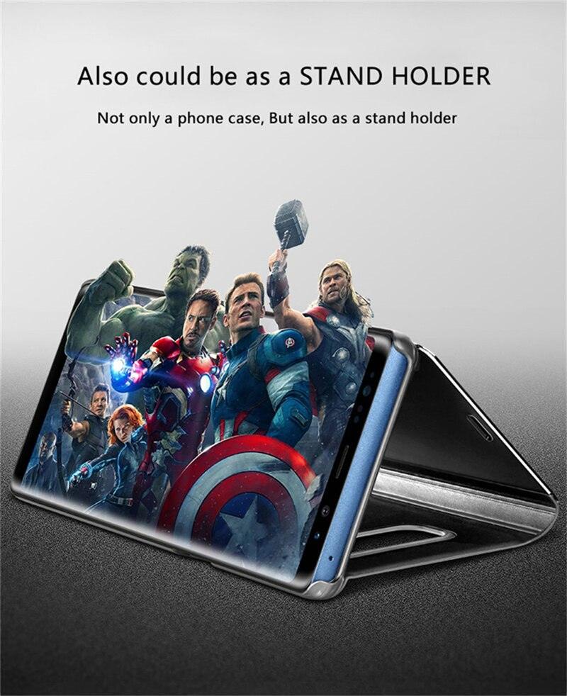 Smart Flip Phone Case For iPhone X XR XS 5 5S SE 7 8 6 6S Plus 11 12 13 Mini Pro Max 2020 Mirror Window Standing Holder Cover Mirror Screen Smart Plating Case 360 Full Body Ultra Thin Intelligent Protective Case