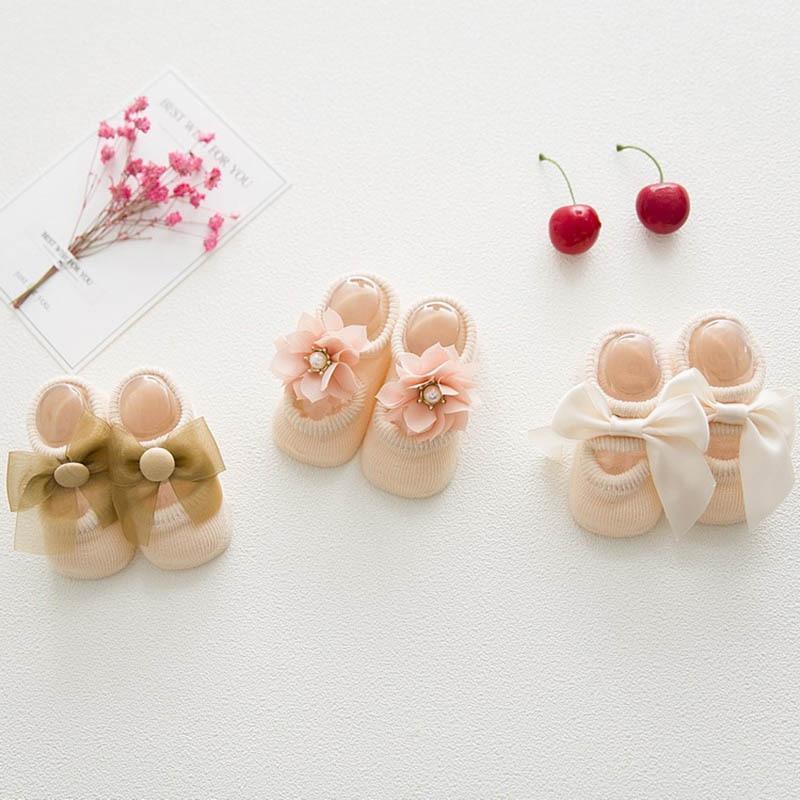 Baby Girl Anti-Slip Cotton Bow Lace Flower Floor Socks Spring Socks Excellent Quality Everyday Wear
