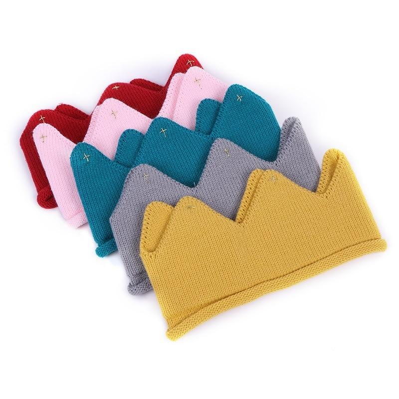 Modern Luxury New Trend Baby Hat Girls and Boys Crown Knitted Cap Toddler Empty Top Hats Newborn Design Woolen Yarn Bonnet For Kids