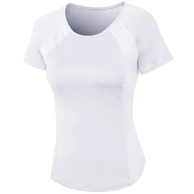 Women's Breathable Mesh Running Shirt Quick Dry Elastic Yoga Top