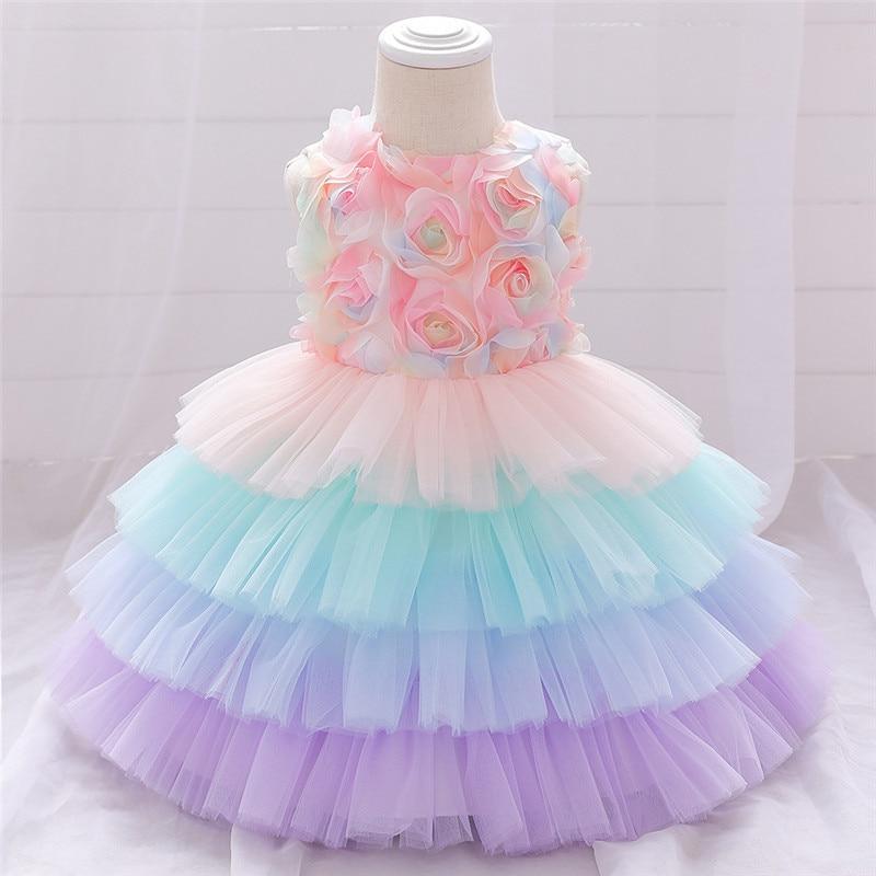 Luxury Elegant Handamde Girls Baby Dresses Lace Tulle Baptism Dresses for Party and Wedding Baby Clothing Dress