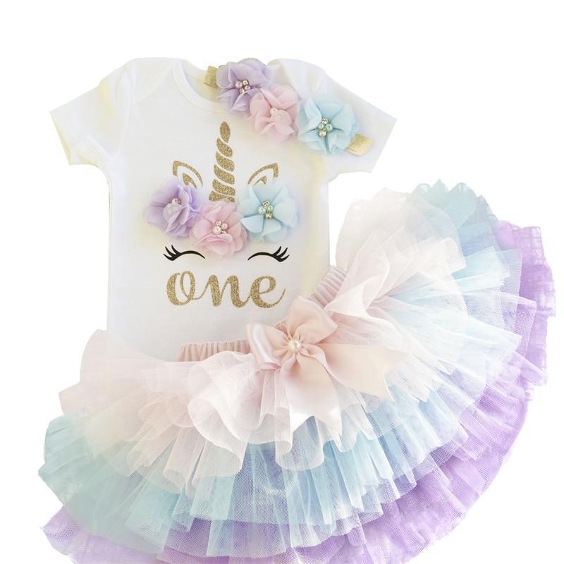 New 1st Birthday Tutu Baby Infant Christening Cake Dresses for Party Kids 1 Year Baby Girl For Birthday Party