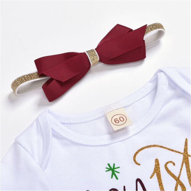 Luxury Newborn Toddler Baby Girl Clothes Set Long Sleeve Romper Christmas Princess Dress Mesh Skirt with Headband Set With Skirt Romper and Ribbon Bow