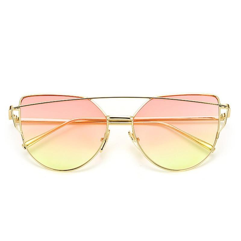 NEW Stevvex Designer Cat eye Sunglasses For Women and Ladies in Vintage Metal Reflective Glasse Mirror Retro Oculos De Sol Gafas Style With UV 400 Protection