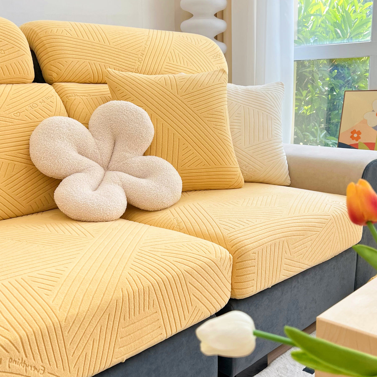 Stretch Couch Cushion Covers, Slipcovers Sofa Cushion Protector Covers, Elastic Furniture Protector for Pets, Kid