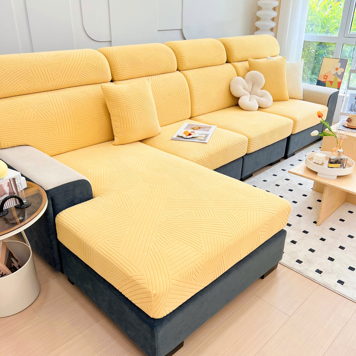 Stretch Couch Cushion Covers, Slipcovers Sofa Cushion Protector Covers, Elastic Furniture Protector for Pets, Kid